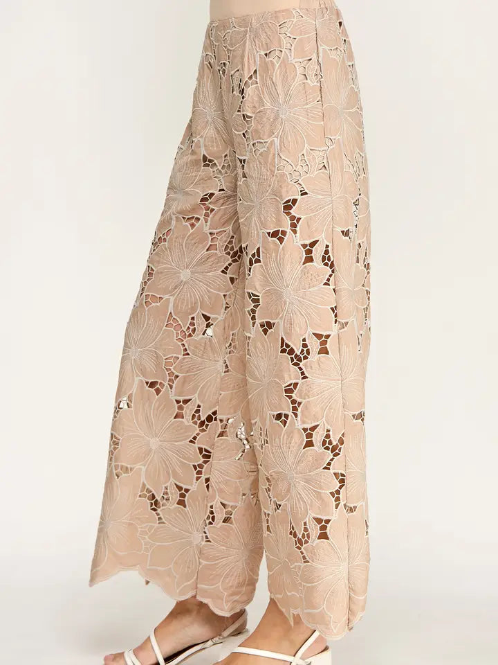 Floral Lace Wide Leg Pants