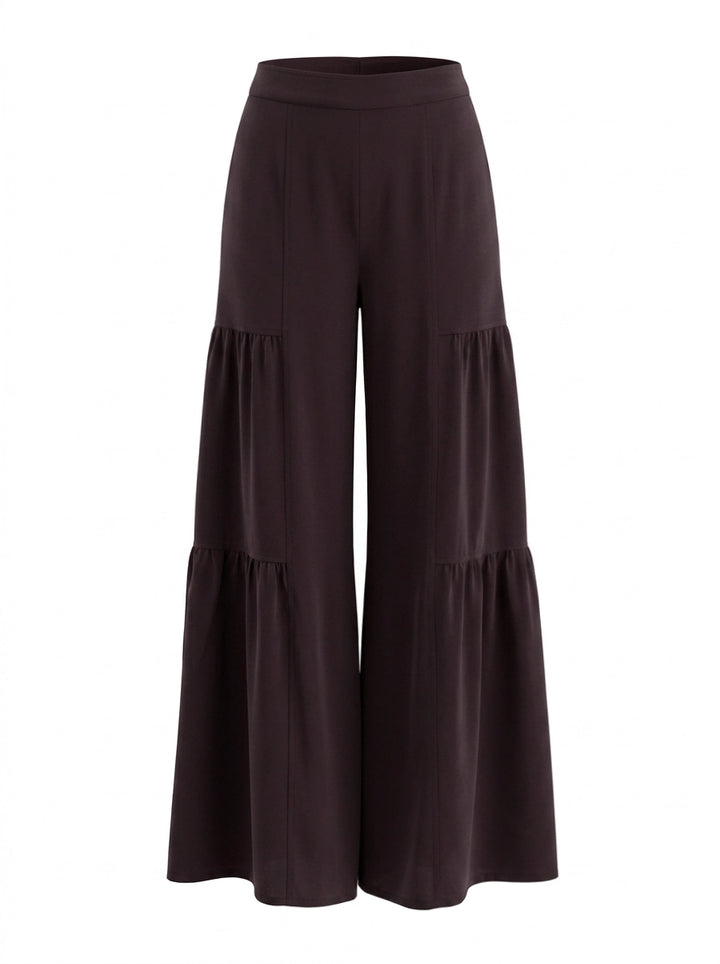 Tiered Wide Leg Satin Pants