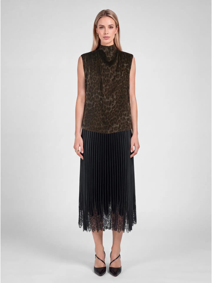 Leopard Mock Sleeveless Top