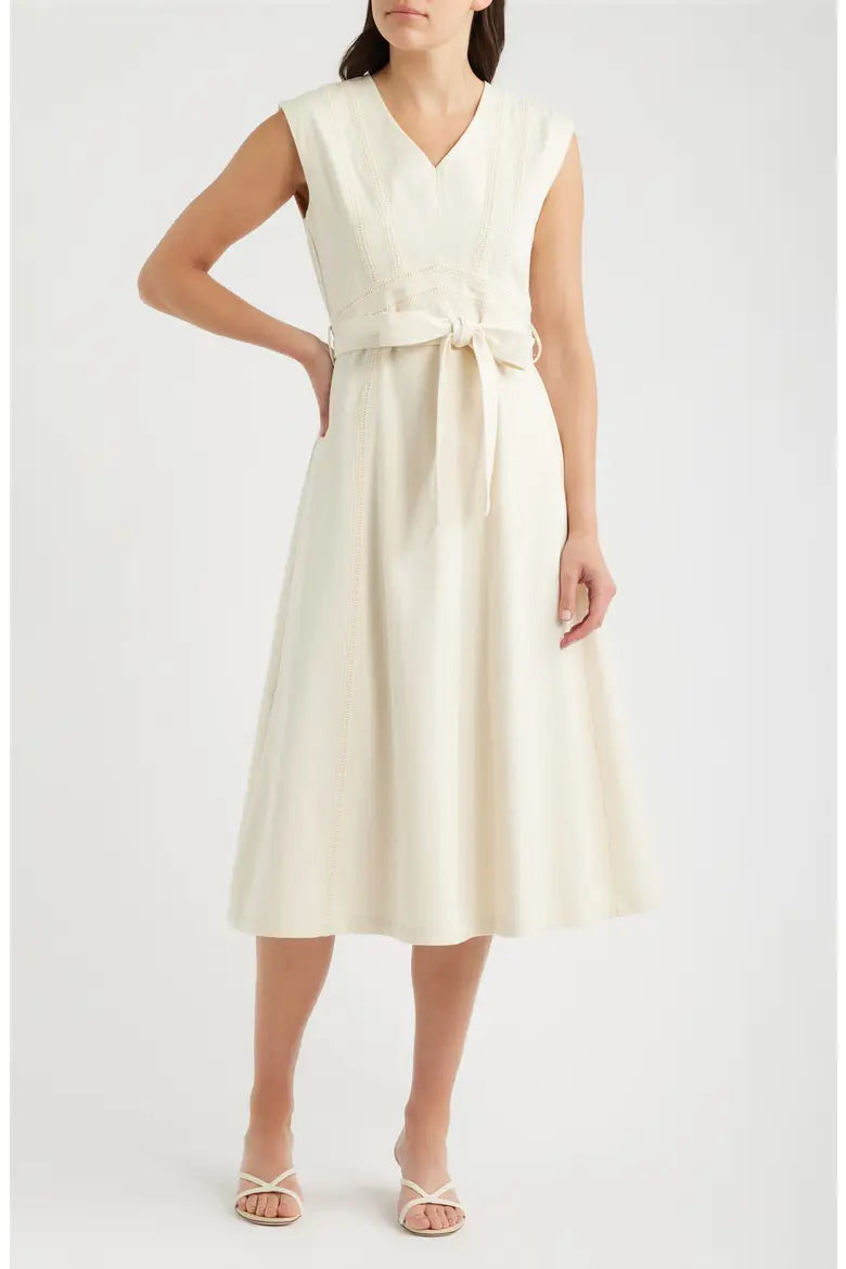 Stitch Tie Waist Midi Dress