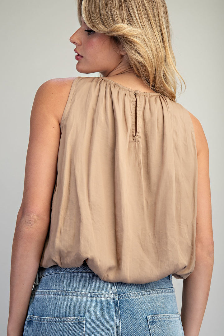 Sleeveless Crinkle Bubble Top