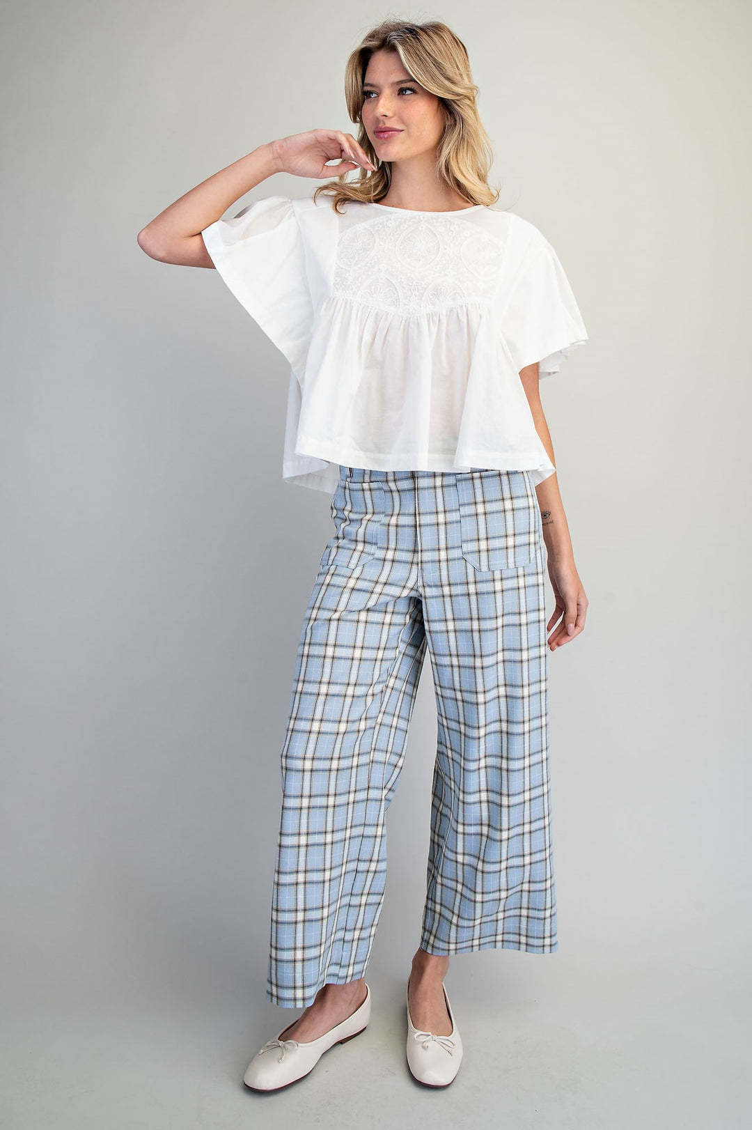 Plaid Straight Leg Pants