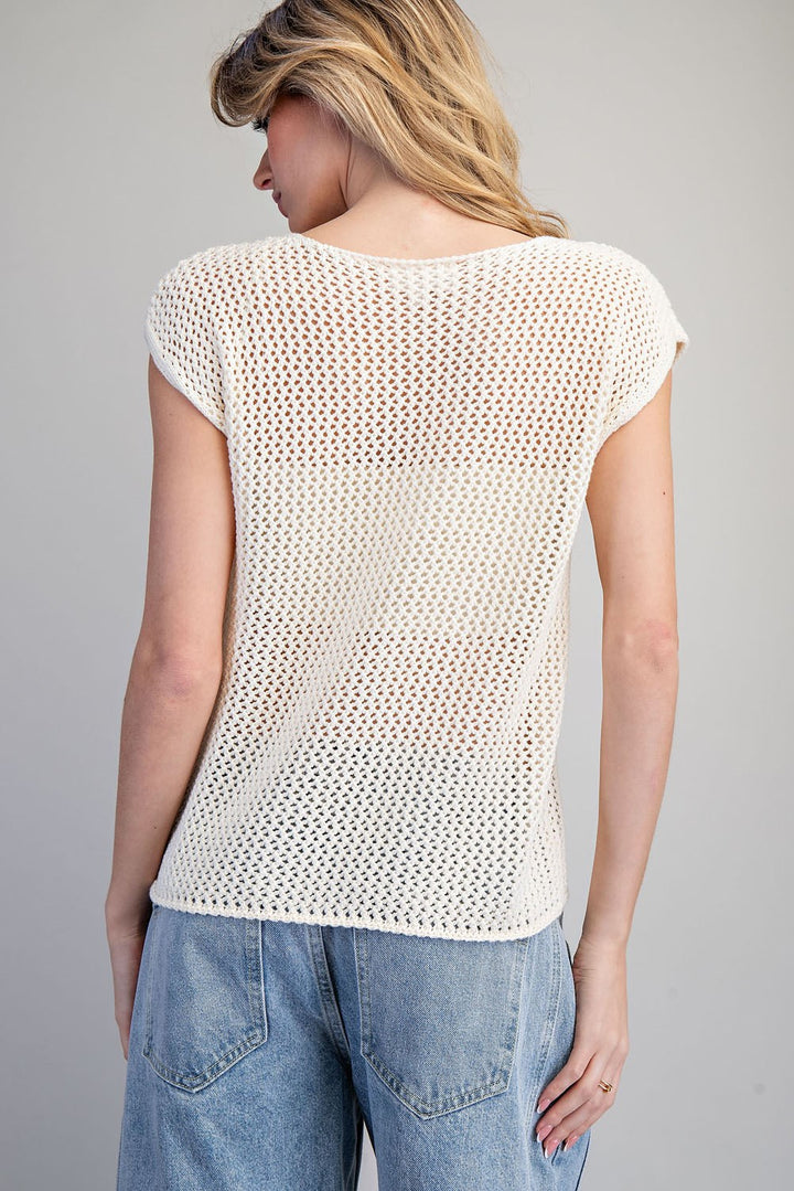 Stars &amp; Stripes Knit Cap Sleeve Top