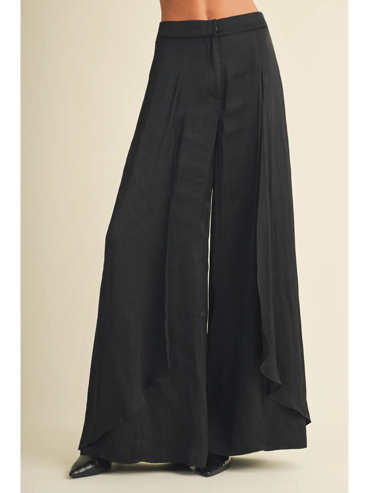 Wide-Leg Front Overlay Palazzo Trousers