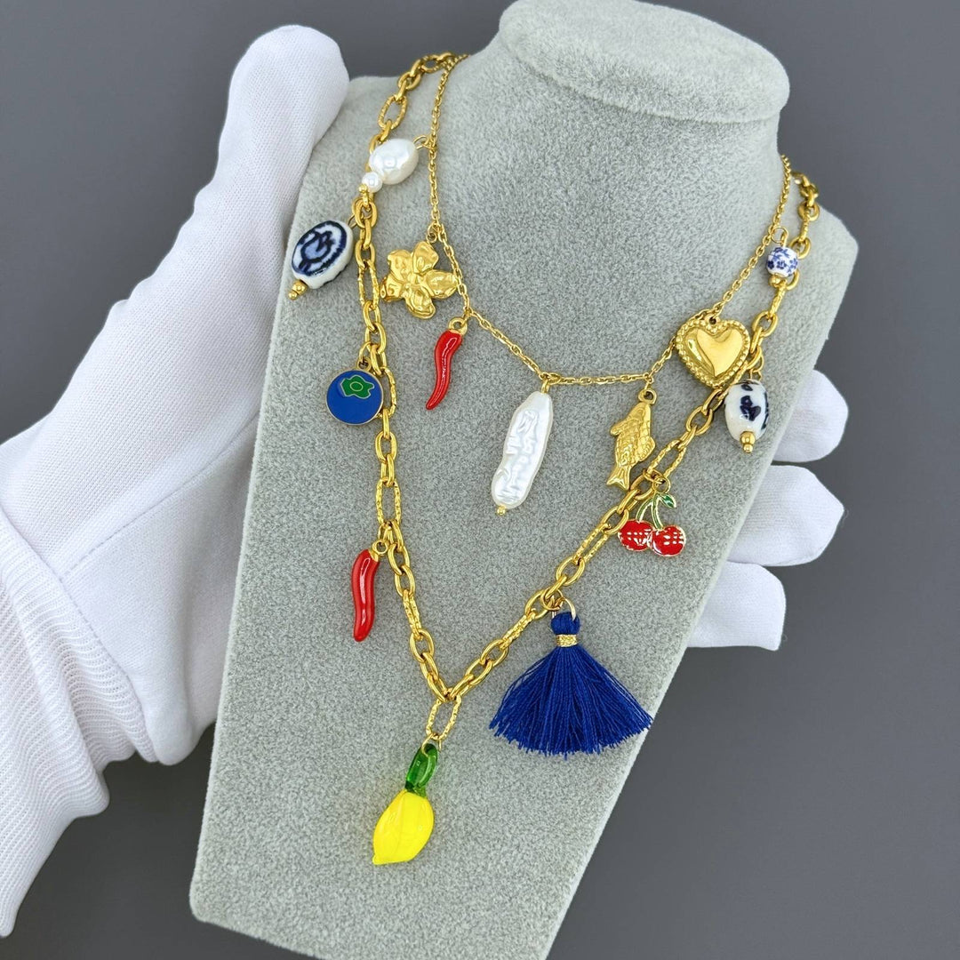 Extra Pearl Charm Necklace