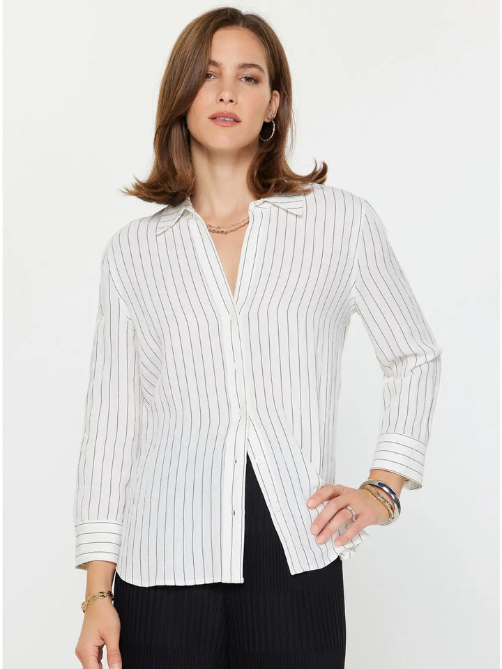 Pinstripe Button-Down Long Sleeve Shirt