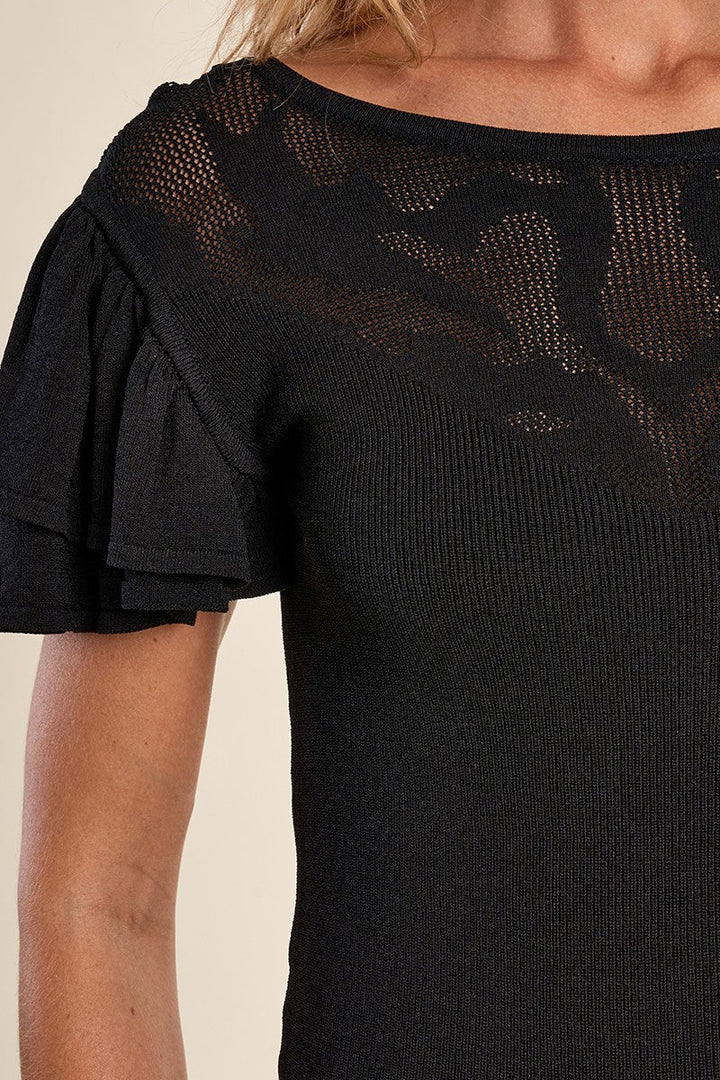 Double Ruffled Detailed Knit Top