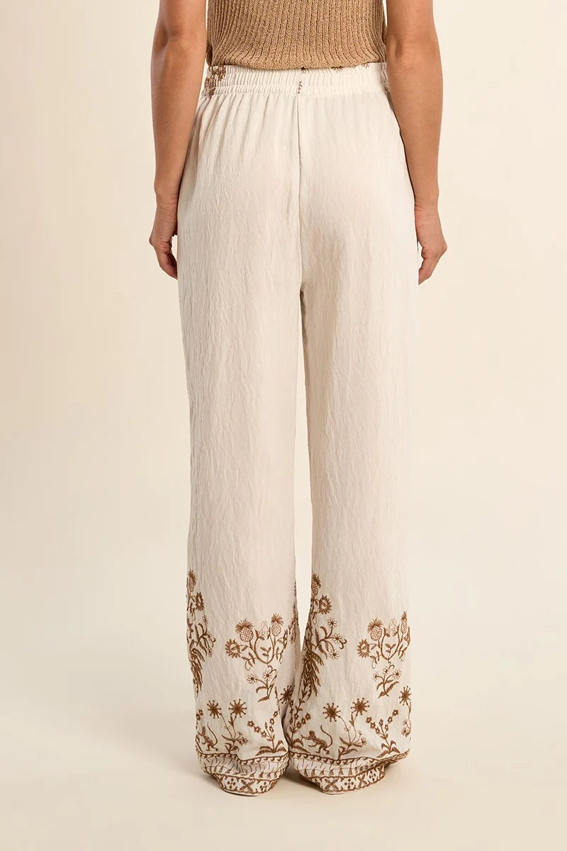 Jungle Embroidered Wide Leg Pant