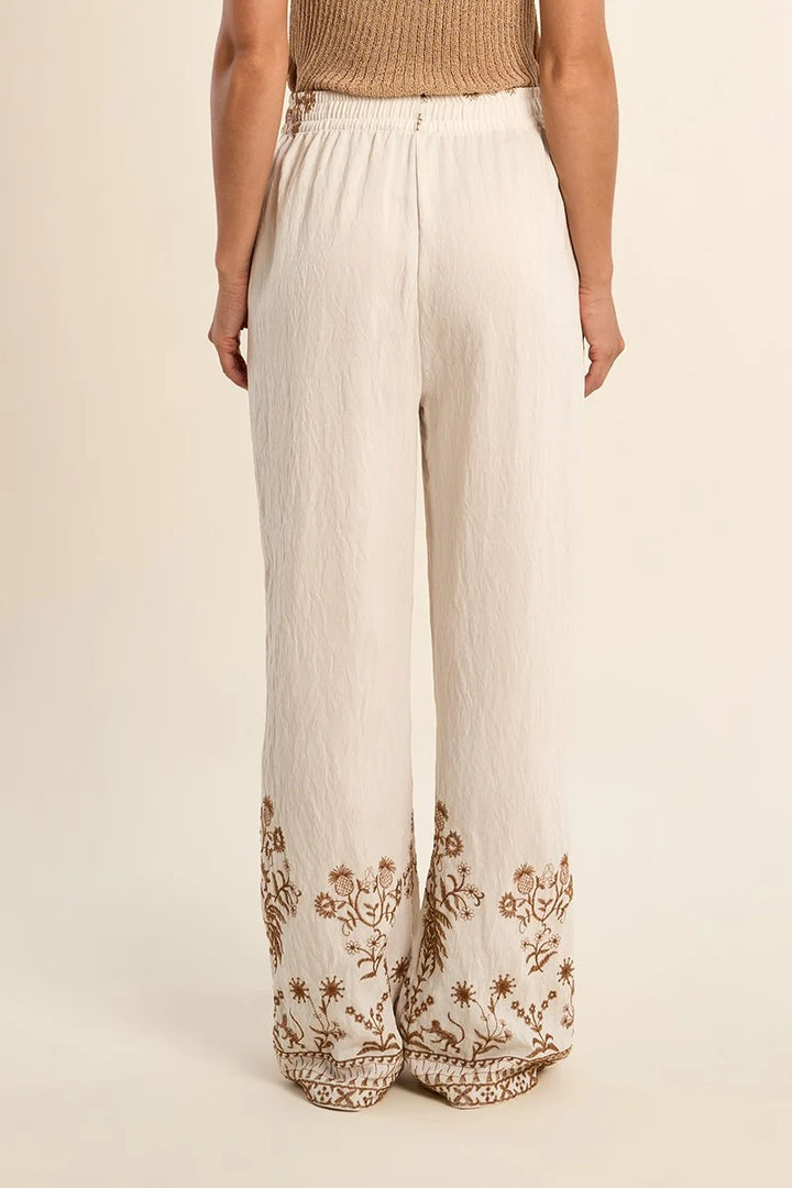 Jungle Embroidered Wide Leg Pant