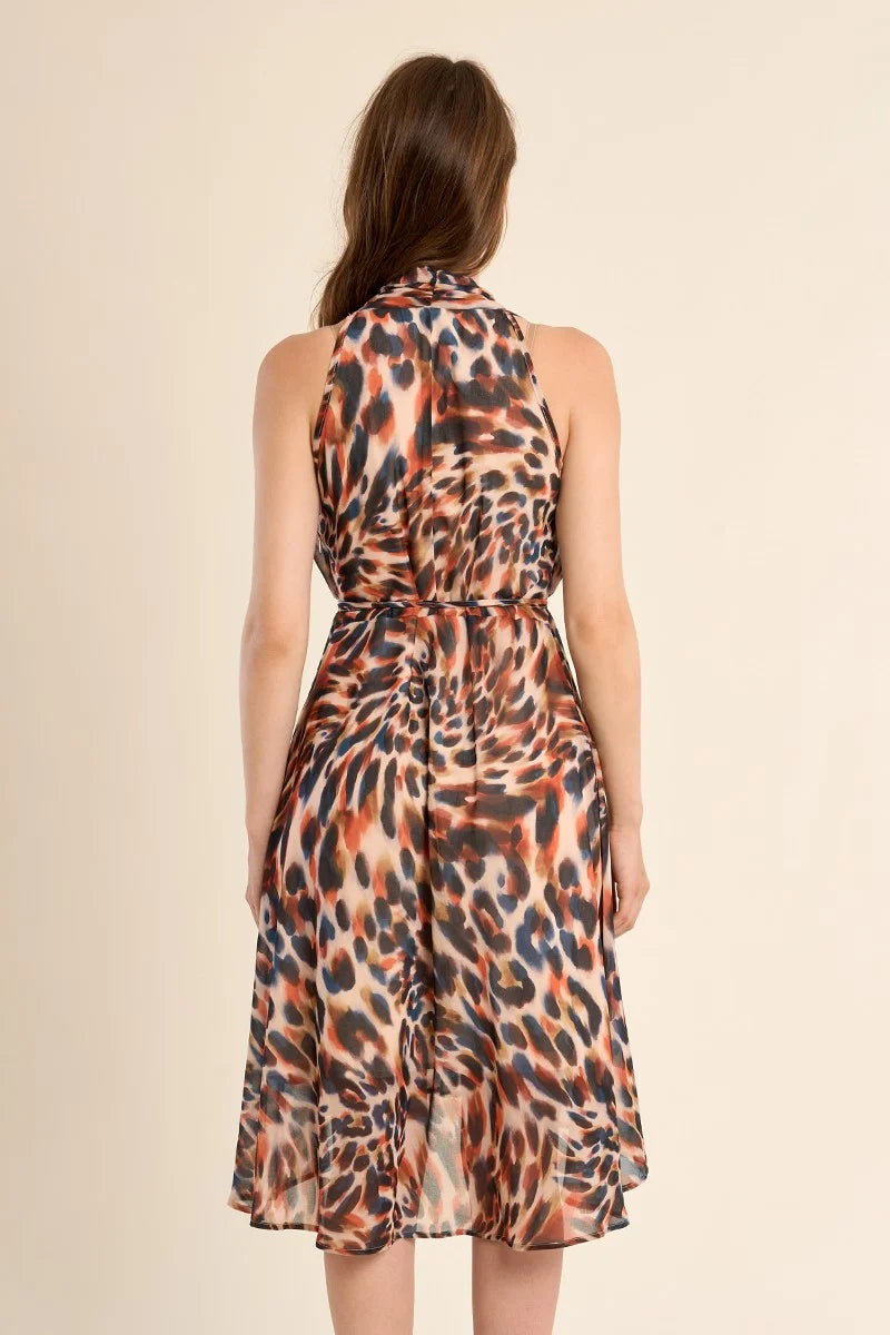 Asymmetric Animal Print Dress