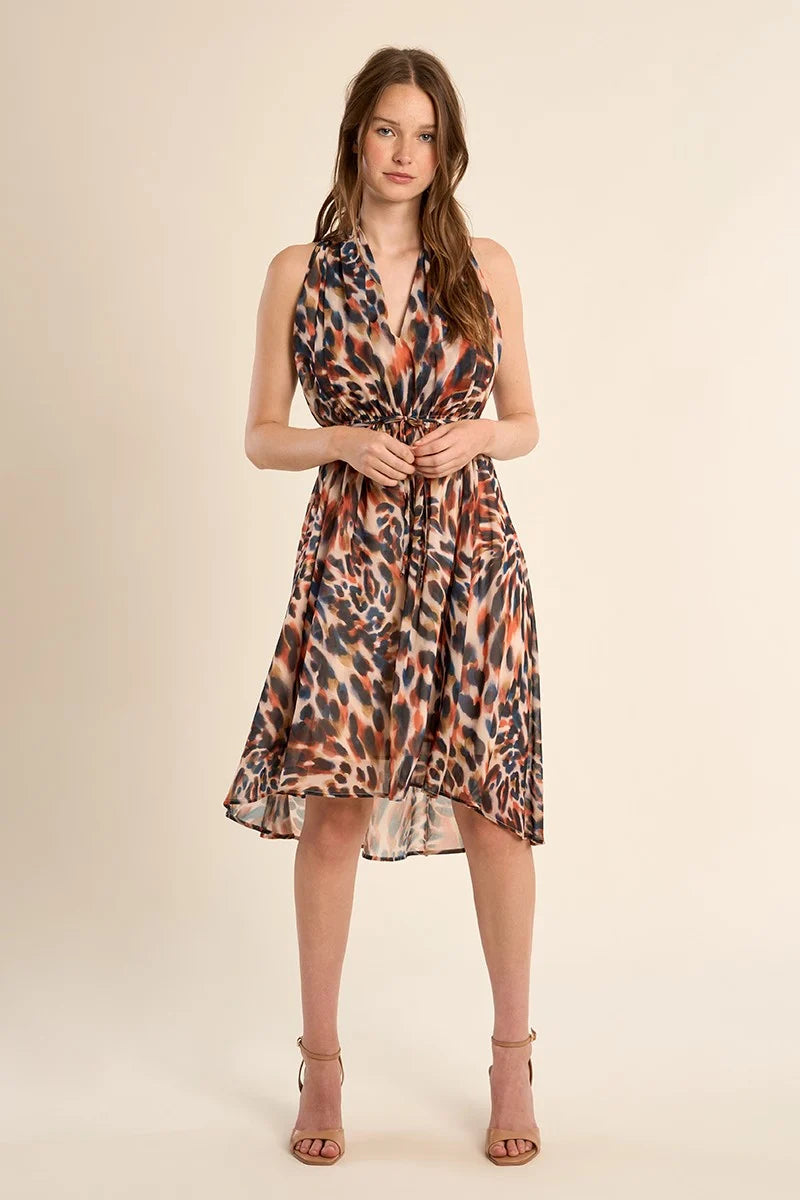 Asymmetric Animal Print Dress