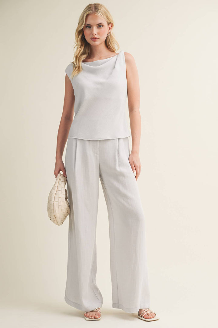 Bateau Neck Knotted Shoulder Top