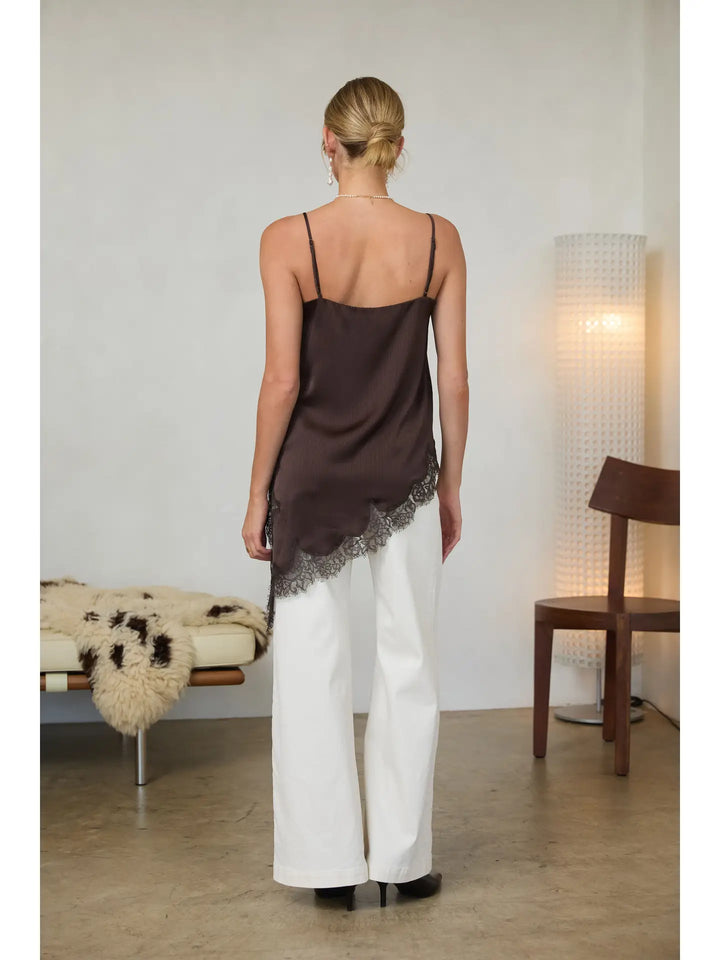 Asymmetrical Crinkled Satin Cami Tunic
