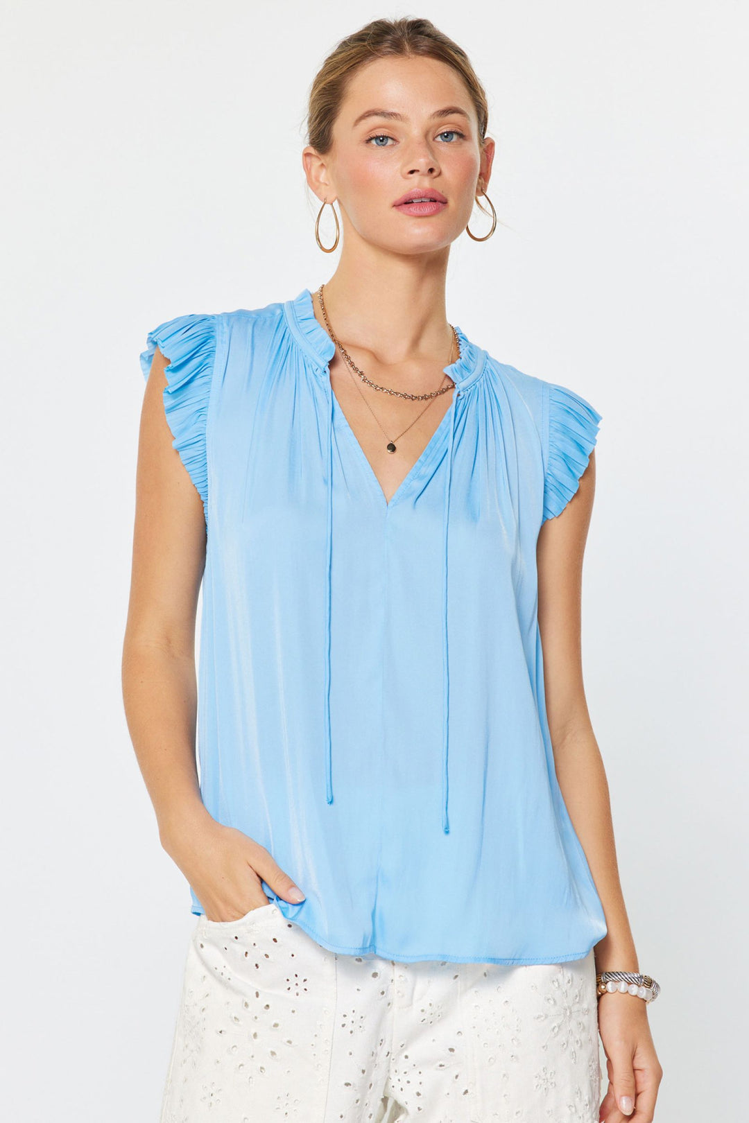 Morgan Top - Pleated Shrt Slv