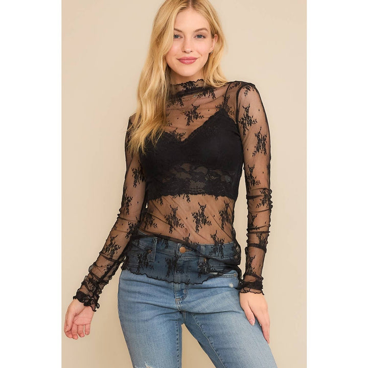 LS MESH LACE TOP