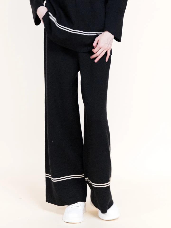 Tonal Lines - Wide Pant Black