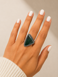 Handcrafted Kashi Semiprecious Stone Ring - Blood Stone