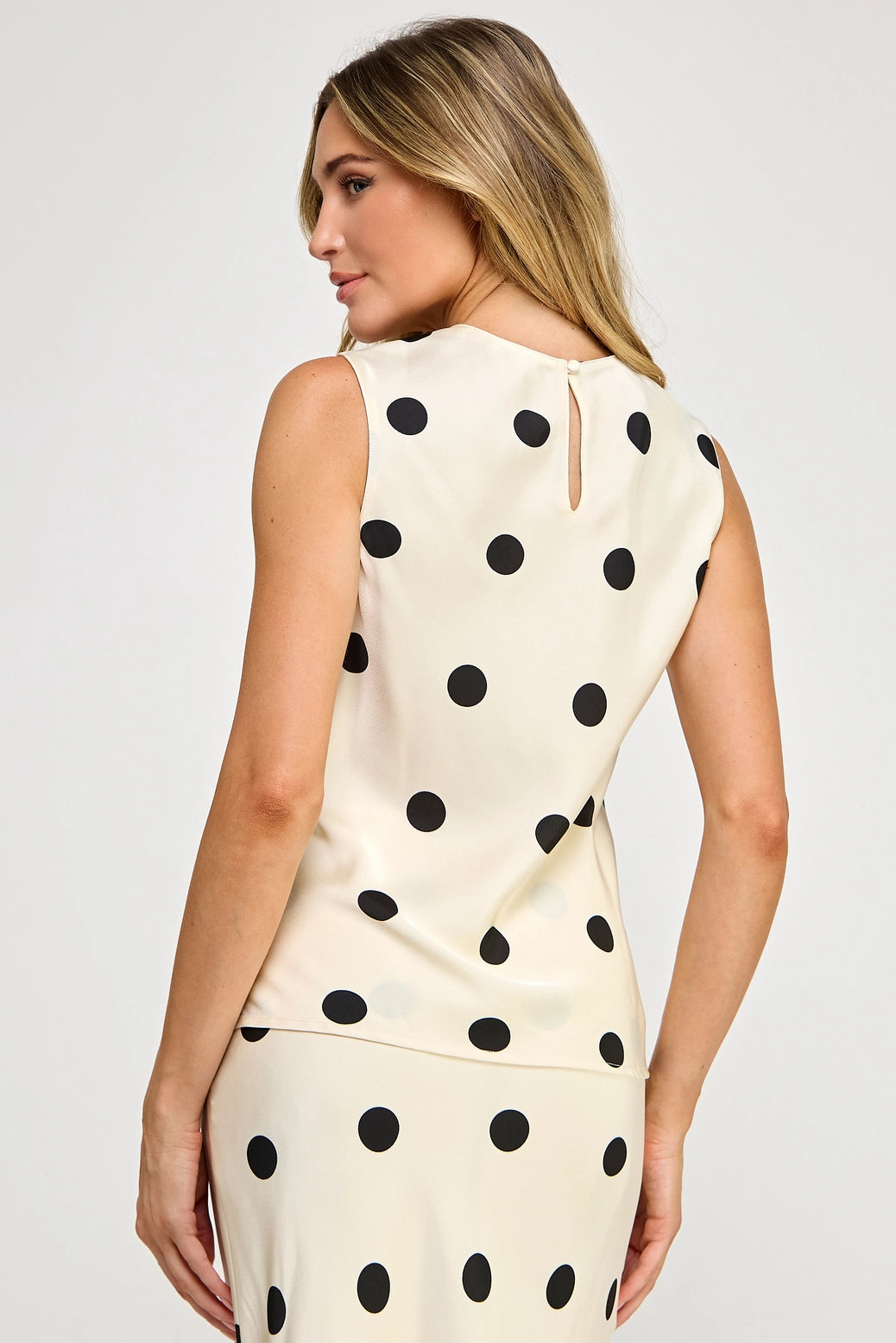 Polka Dot Satin Midi Skirt