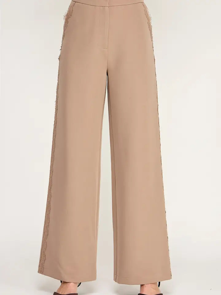 Lace Trim Dress Pants