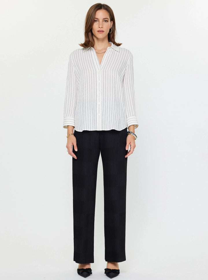 Pinstripe Button-Down Long Sleeve Shirt