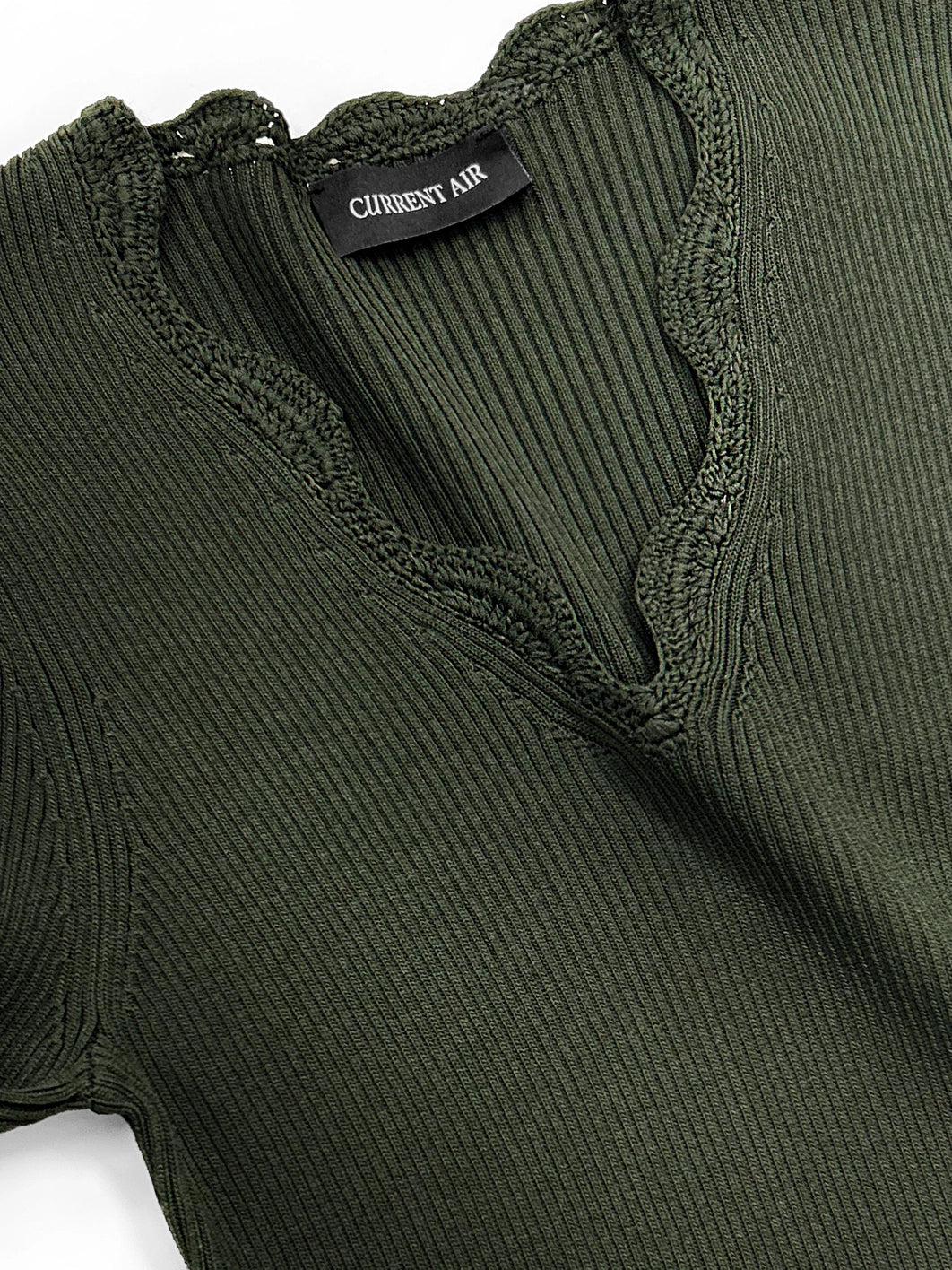 Ribbed Knit Scallop-Neck Top