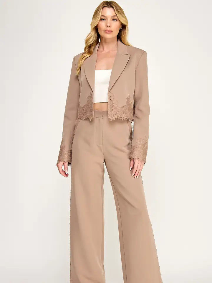 Lace Trim Dress Pants