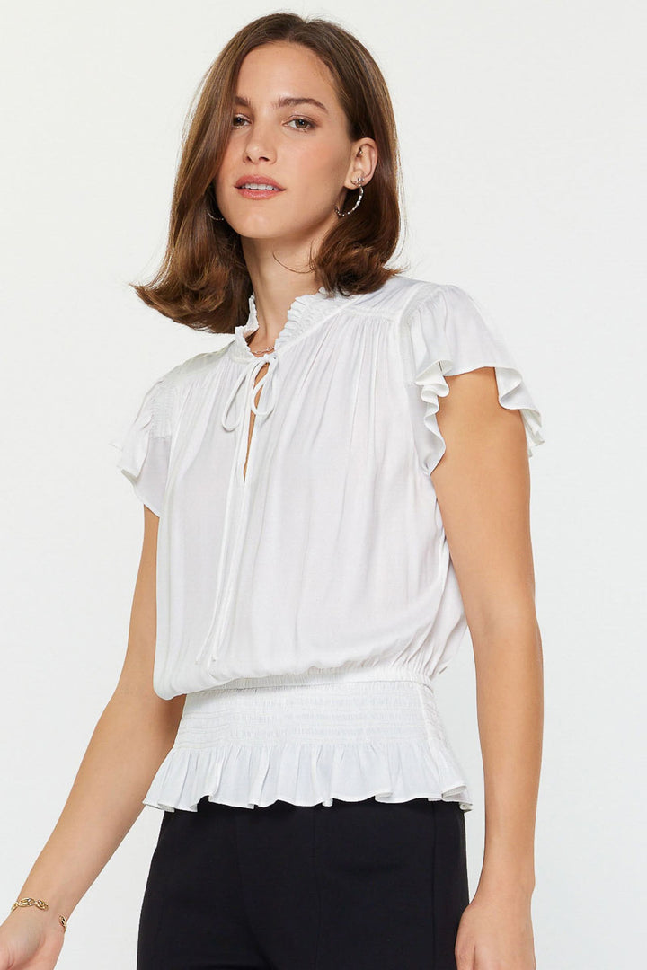 Smocking Waist Flutter Slv Blouse