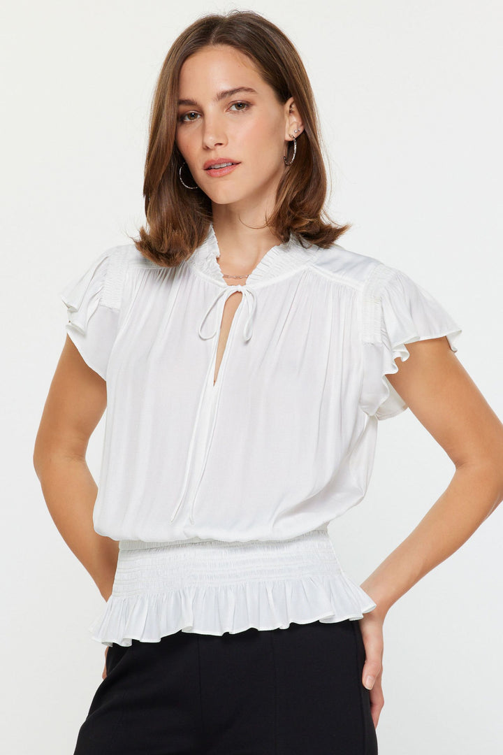 Smocking Waist Flutter Slv Blouse