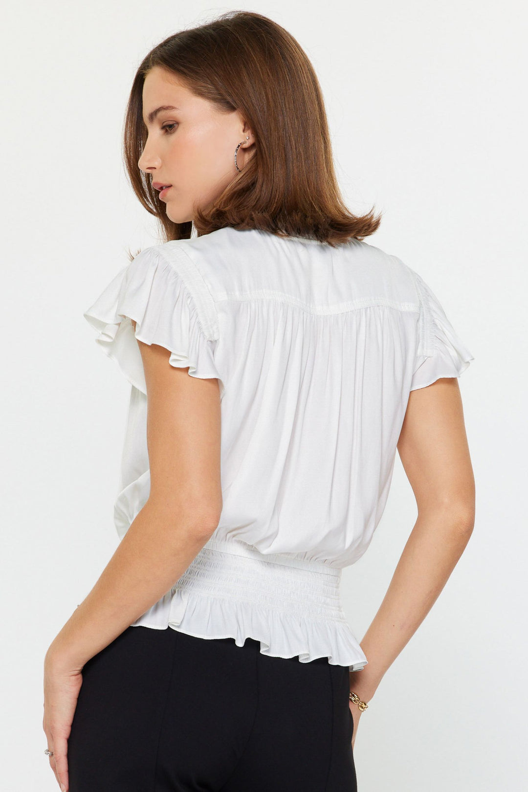 Smocking Waist Flutter Slv Blouse