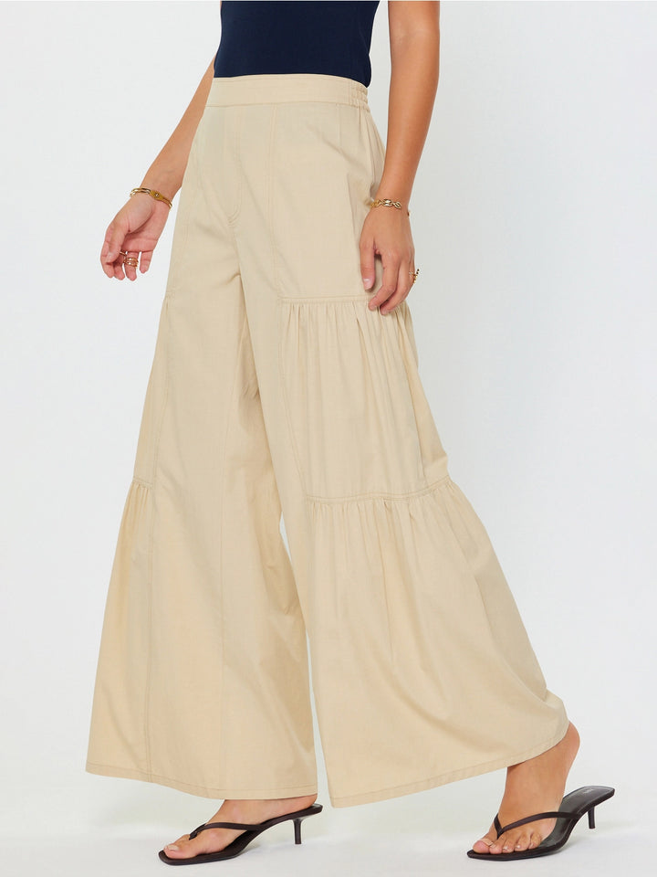 Cotton Tiered Wide-Leg Palazzo Pants