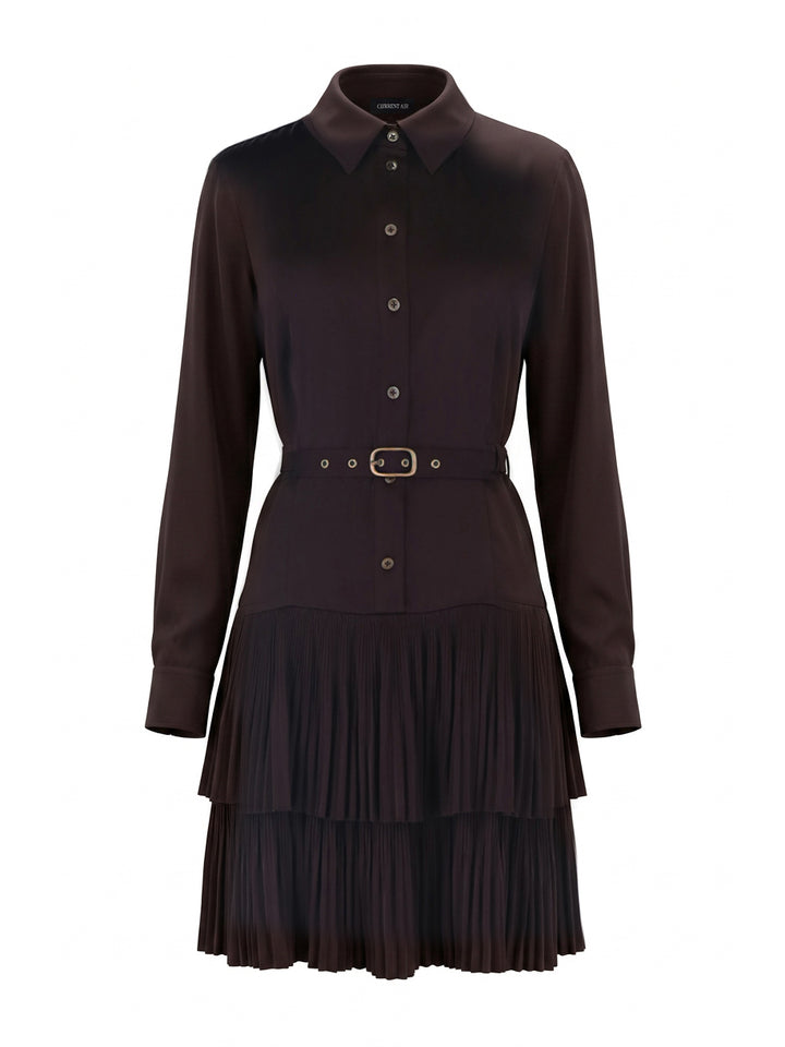 LS Pleated Skirt Shirt Dress