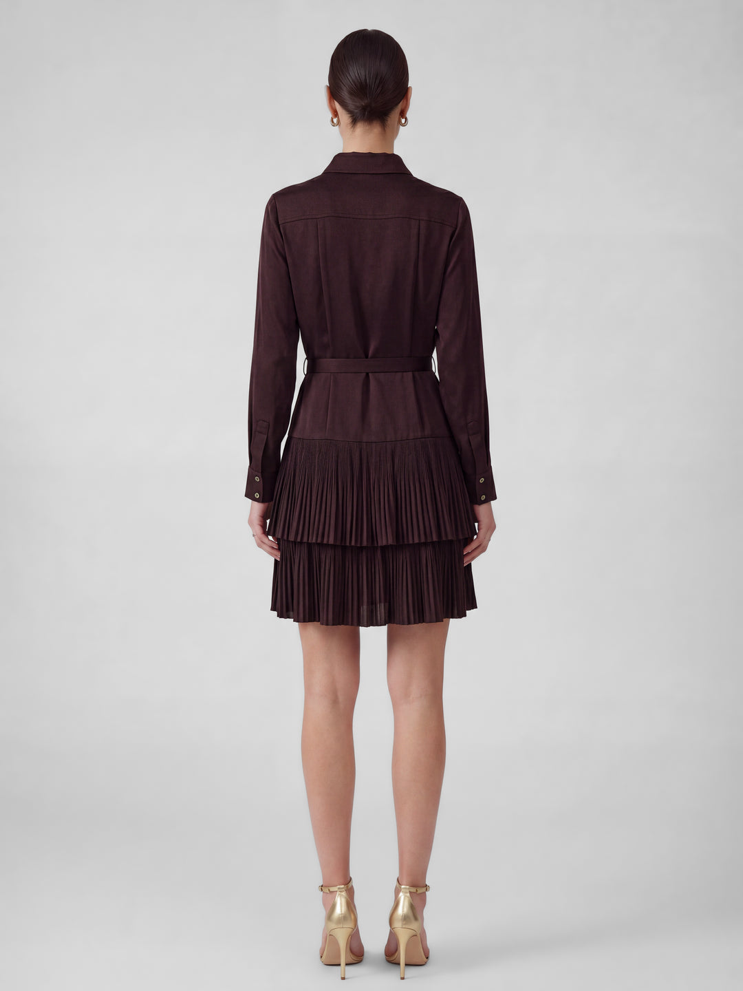 LS Pleated Skirt Shirt Dress