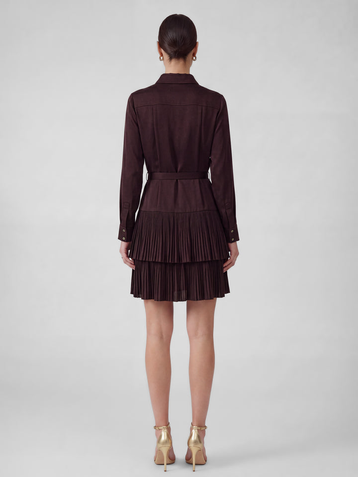 LS Pleated Skirt Shirt Dress