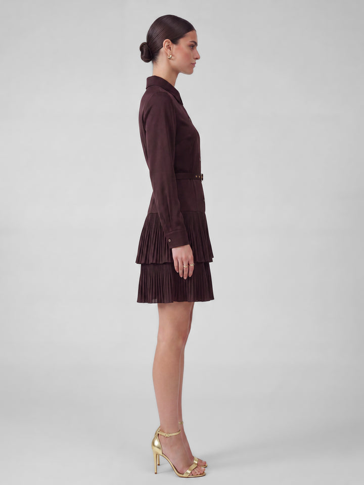 LS Pleated Skirt Shirt Dress