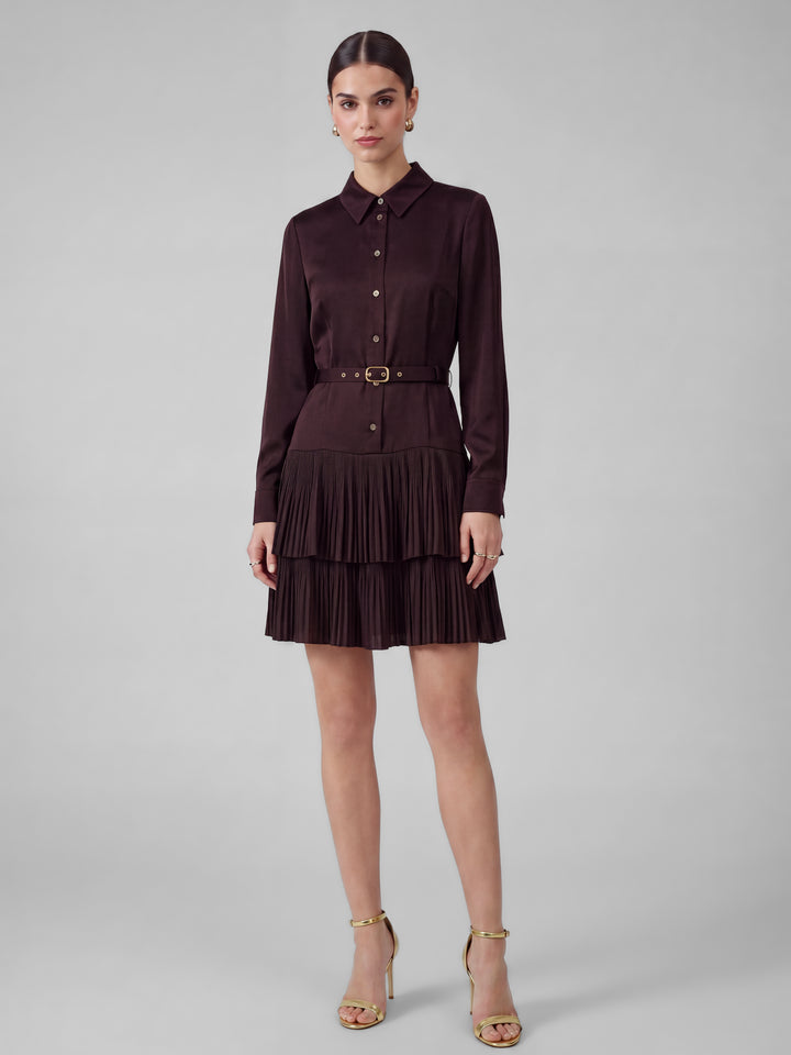 LS Pleated Skirt Shirt Dress