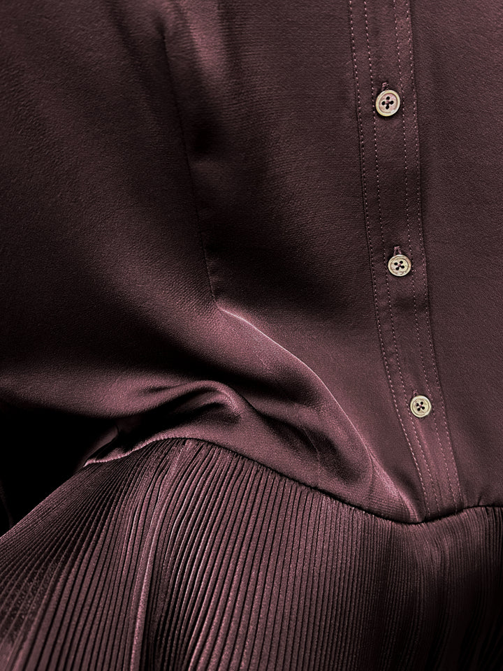 LS Pleated Skirt Shirt Dress