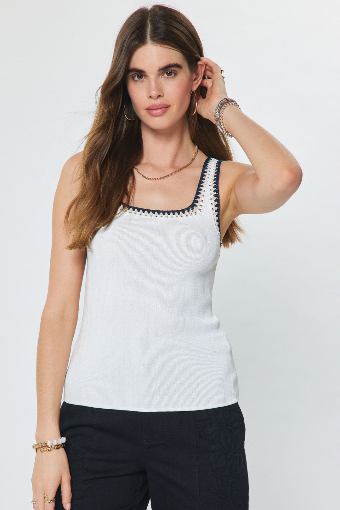 Square Neck Crochet Sweater Tank