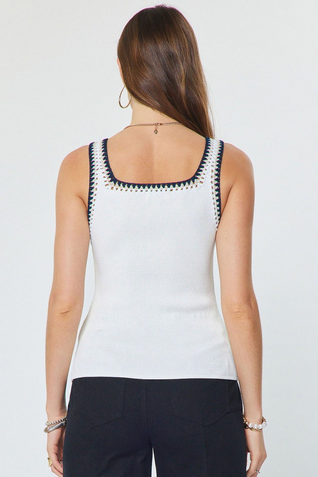 Square Neck Crochet Sweater Tank