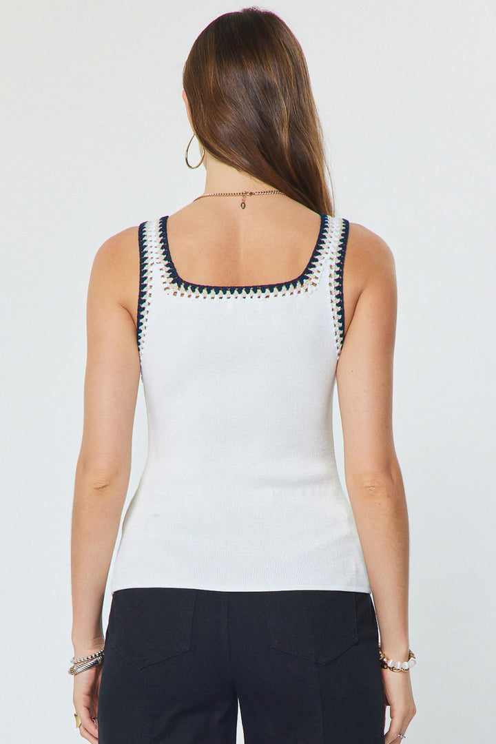 Square Neck Crochet Sweater Tank