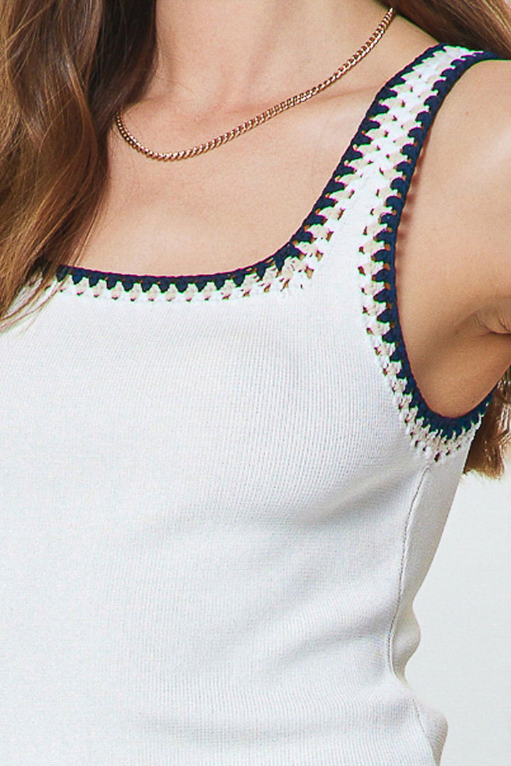 Square Neck Crochet Sweater Tank