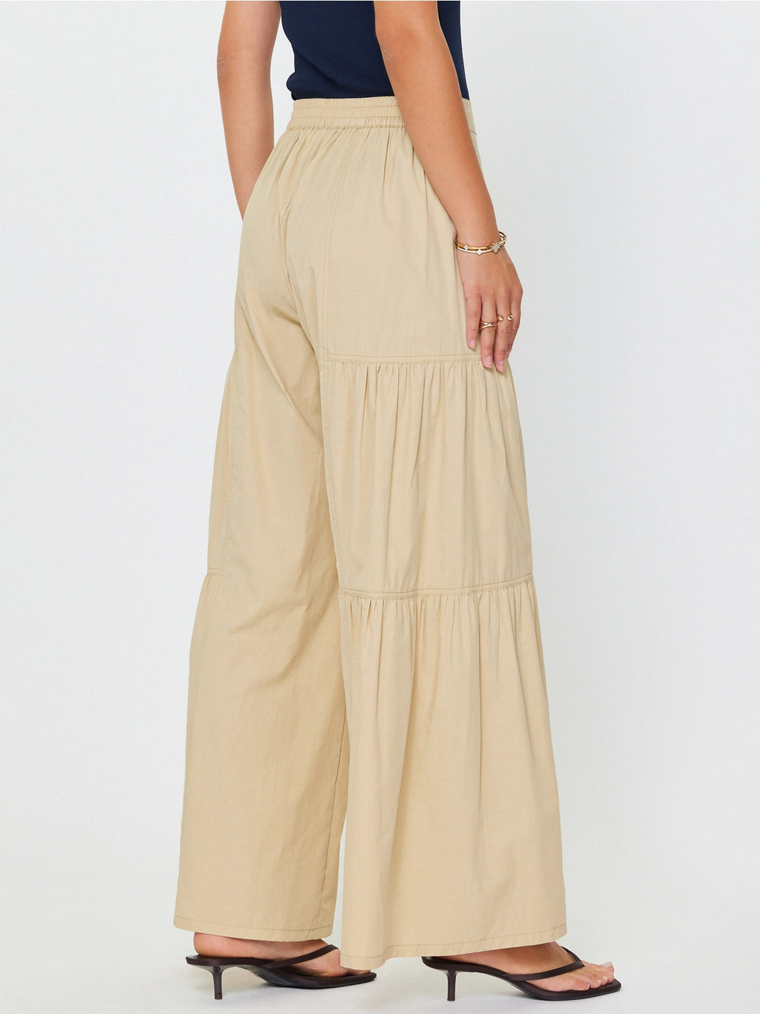 Cotton Tiered Wide-Leg Palazzo Pants