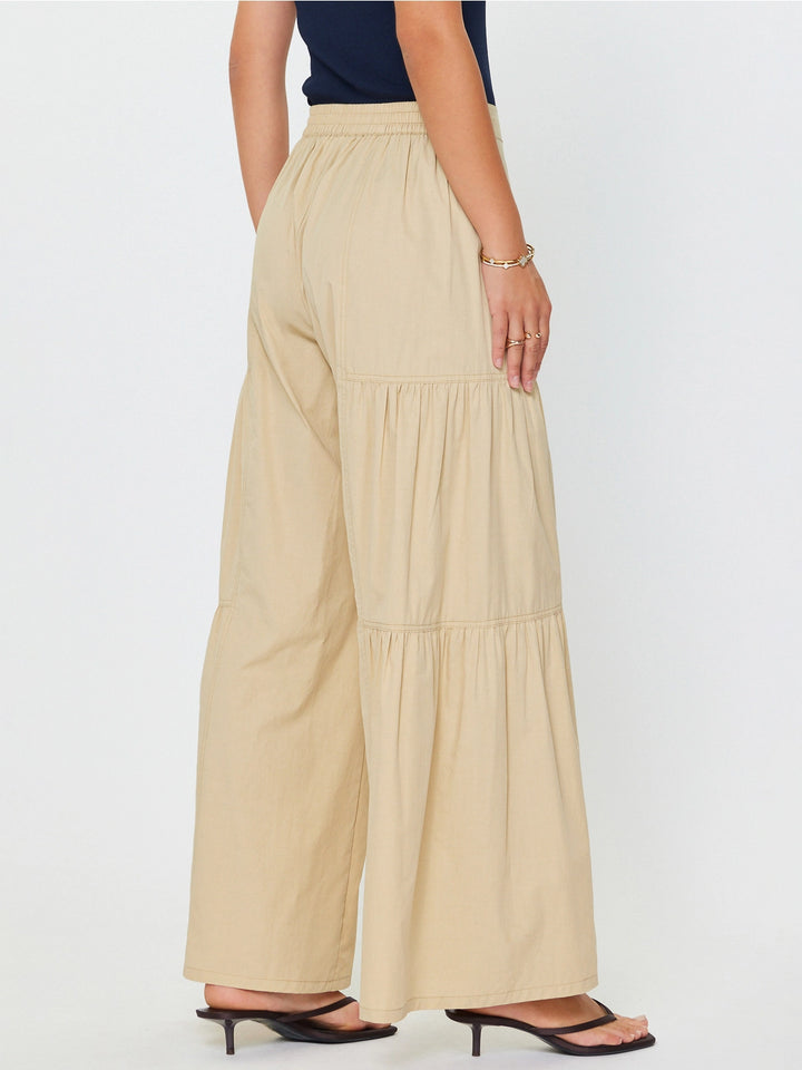 Cotton Tiered Wide-Leg Palazzo Pants