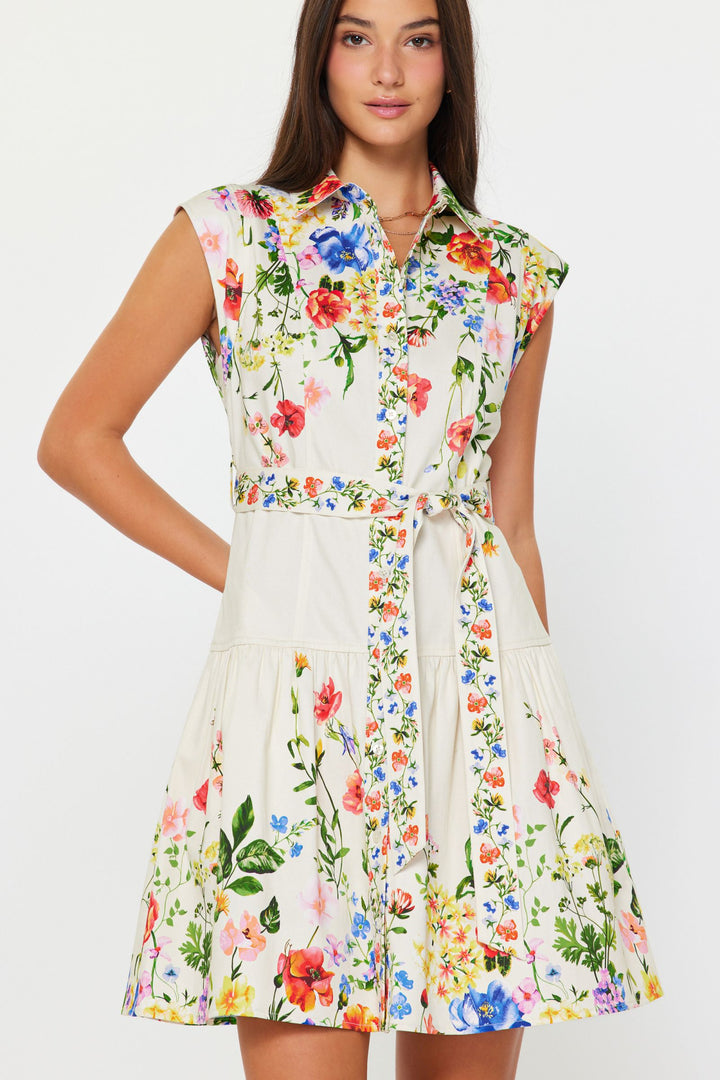 Cap Sleeve Floral Mini Dress