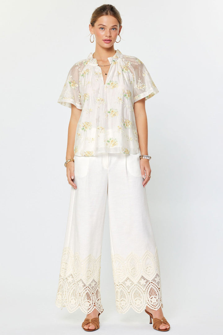 Floral Embroidered Ruffled Top