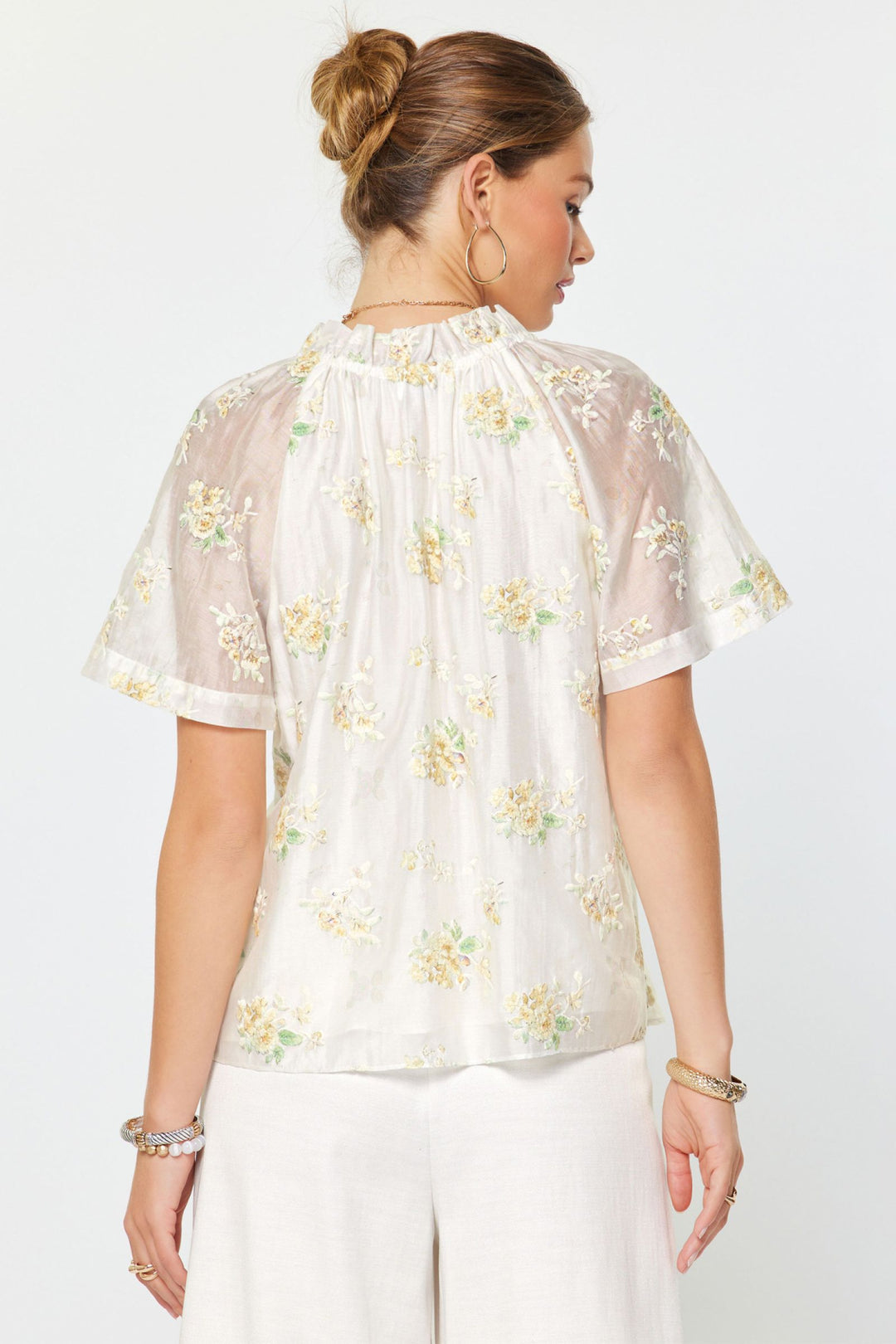 Floral Embroidered Ruffled Top
