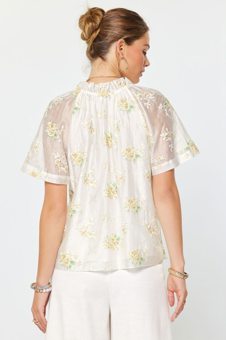 Floral Embroidered Ruffled Top
