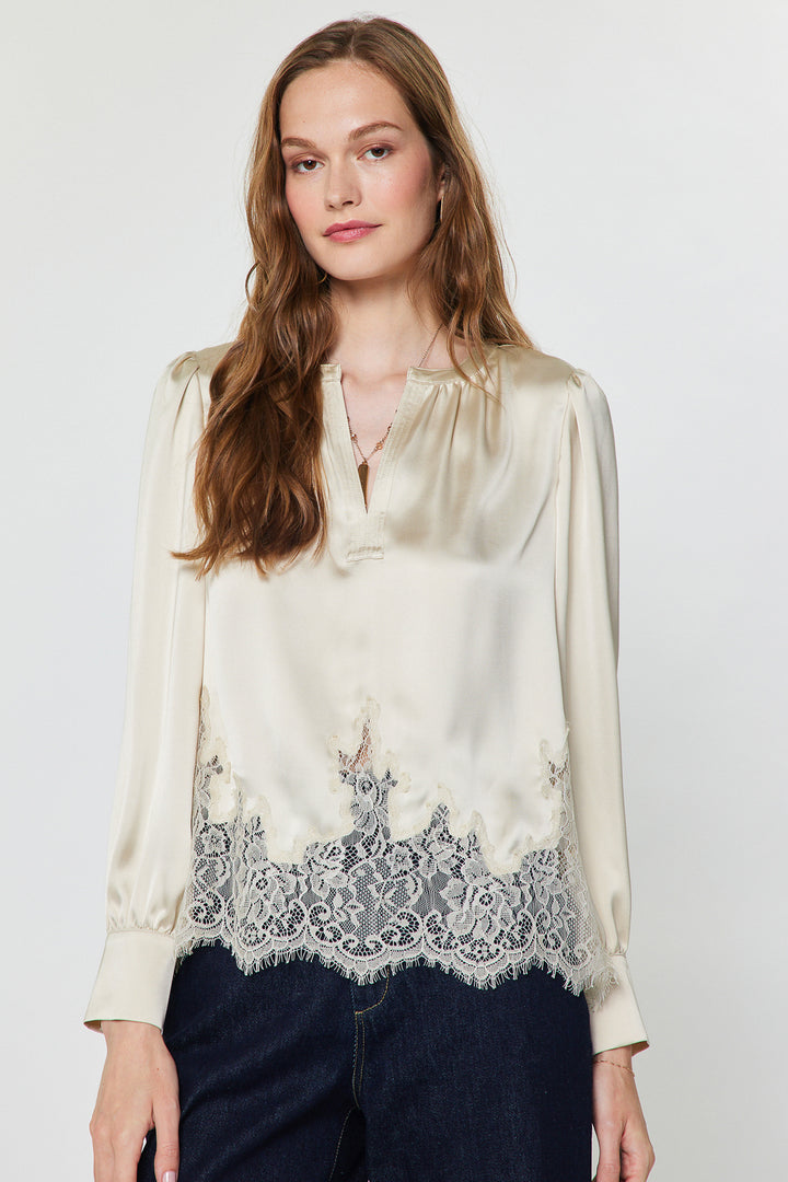 Lace Hem Satin BLouse