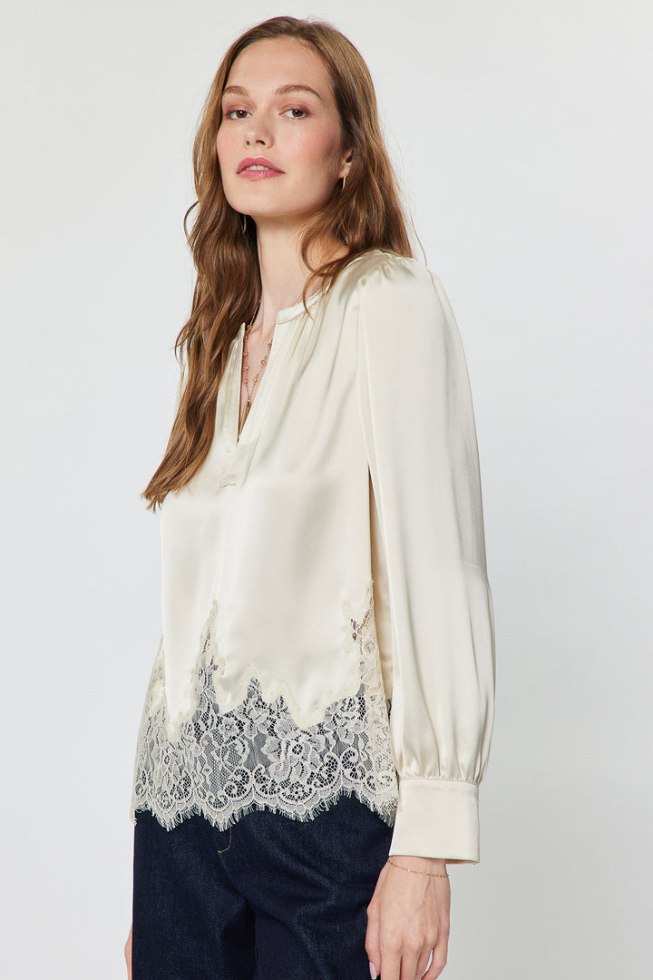 Lace Hem Satin BLouse