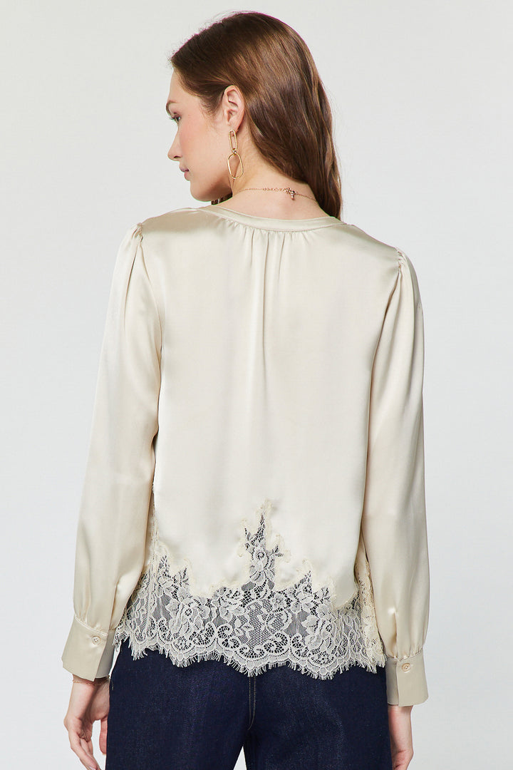 Lace Hem Satin BLouse