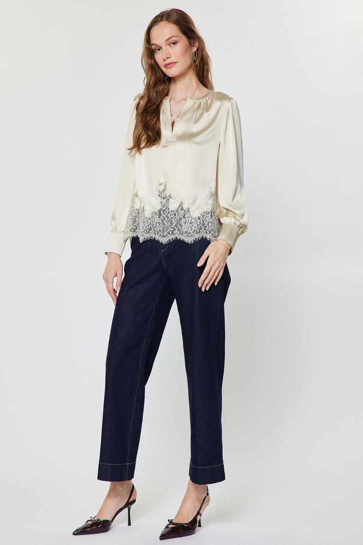 Lace Hem Satin BLouse